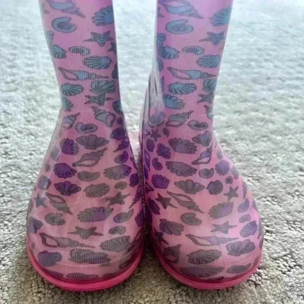 Capelli New York Ombre Seashells Print Rainboot Pink Purple Blue Toddler Girls